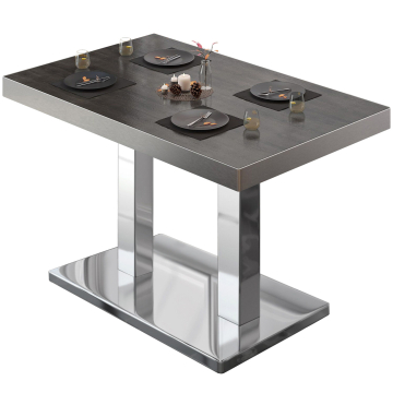 BM | Tavolo da bistrot | L:P:H 120 x 70 x 77 cm | Wengé / acciaio inox | Rettangolare