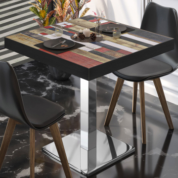 BM | Tavolo da bistrot | L:P:H 70 x 70 x 77 cm | Colore vintage / acciaio inox | Quadrato