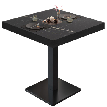 BM | Tavolo da bistrot | L:P:H 70 x 70 x 77 cm | Marmo nero / Nero | Quadrato