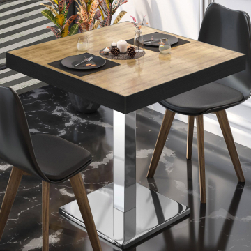 BM | tavolo da bistrot | L:P:H 70 x 70 x 77 cm | rovere / acciaio inox | quadrato