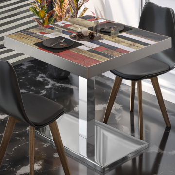BM | Tavolo da bistrot | L:P:H 80 x 80 x 77 cm | Colore vintage / acciaio inox | Quadrato
