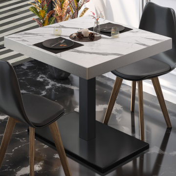 BM | Tavolo da bistrot | L:P:H 80 x 80 x 77 cm | Marmo bianco / nero | Quadrato