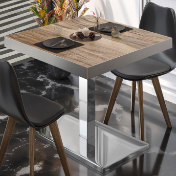BM | Tavolo da bistrot | L:P:H 80 x 80 x 77 cm | Sheesham / acciaio inox | Quadrato