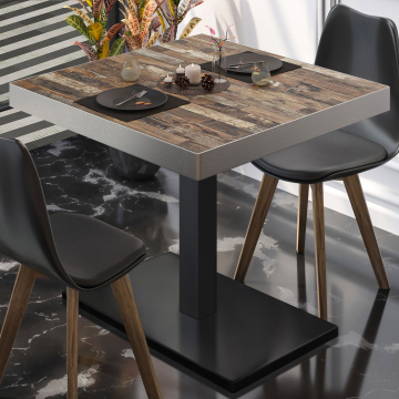 BM | Tavolo da bistrot | L:P:H 80 x 80 x 77 cm | Vecchio Vintage / Nero | Quadrato