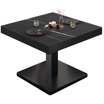 BM | Tavolo da salotto Bistro | L:P:H 70 x 70 x 41 cm | Marmo nero / Nero