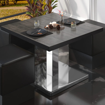 BM | Tavolo lounge Bistro | L:P:H 70 x 70 x 41 cm | Wengé / acciaio inox