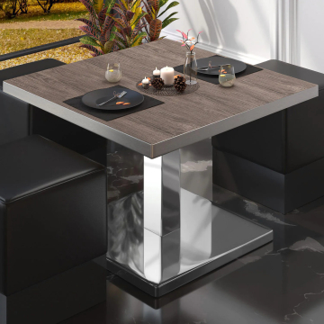 BM | Tavolo lounge Bistro | L:P:H 70 x 70 x 41 cm | Wengé chiaro / acciaio inox