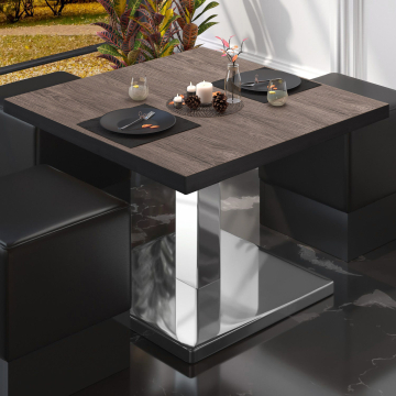 BM | Tavolo lounge Bistro | L:P:H 70 x 70 x 41 cm | Wengé chiaro / acciaio inox