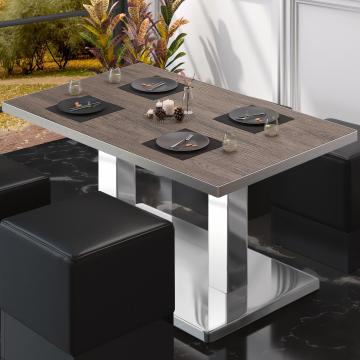 BM | Tavolo lounge Bistro | L:P:H 130 x 80 x 41 cm | Wengé chiaro / acciaio inox