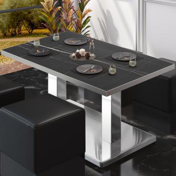 BM | Tavolo lounge bistrot | L:P:H 130 x 80 x 41 cm | Marmo nero / acciaio inox