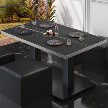 BM | Tavolo da salotto Bistro | L:P:H 130 x 80 x 41 cm | Marmo nero / Nero