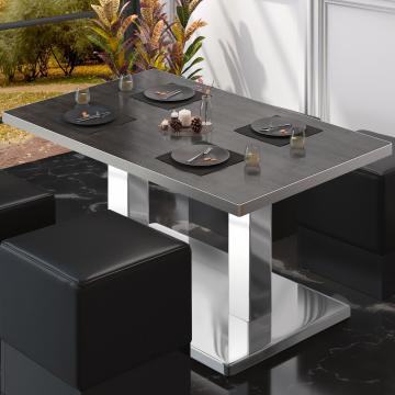 BM | Tavolo lounge Bistro | L:P:H 130 x 80 x 41 cm | Wengé / acciaio inox