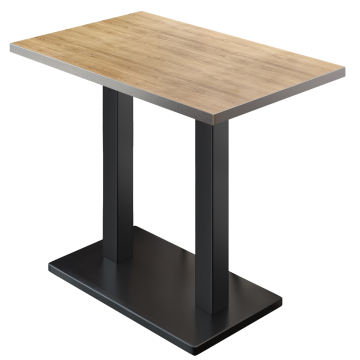 BM | Bistro Stand Table | 110 x 60 x 108 cm | Rectangular | Stainless Steel Edge | Oak / Black