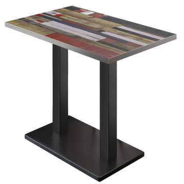 BM | Bistro Standing Table | 110 x 60 x 108 cm | Rectangular | Stainless Steel Edge | Vintage Colorful / Black