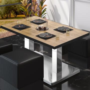 BM | Tavolo lounge Bistro | L:P:H 130 x 80 x 41 cm | rovere / acciaio inox
