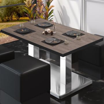 BM | Tavolo lounge Bistro | L:P:H 130 x 80 x 41 cm | Wengé chiaro / acciaio inox