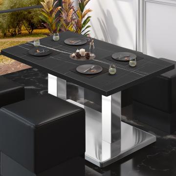 BM | Tavolo lounge bistrot | L:P:H 130 x 80 x 41 cm | Marmo nero / acciaio inox