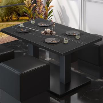 BM | Tavolo da salotto Bistro | L:P:H 130 x 80 x 41 cm | Marmo nero / Nero