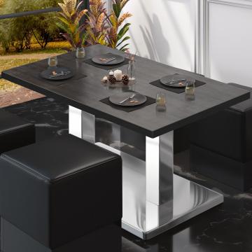 BM | Tavolo lounge Bistro | L:P:H 130 x 80 x 41 cm | Wengé / acciaio inox