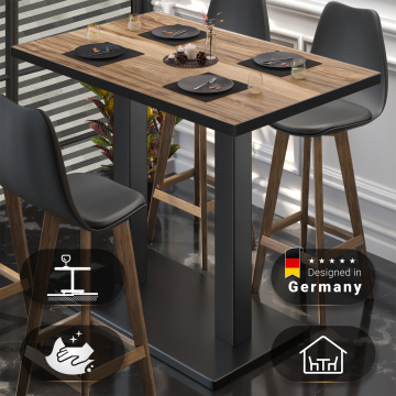 BM | Bistro Stehtisch | 120 x 70 x 108 cm | Rechteckig | Schwarzer Rand | Sheesham / Schwarz BM | Bistro Stehtisch | 120 x 70 x 108 cm | Rechteckig | Schwarzer Rand | Sheesham / Schwarz