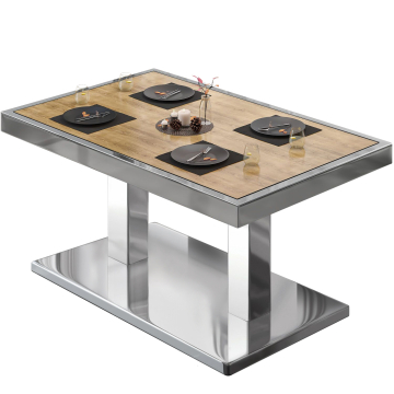 BM | Bistro Loungetisch | B:T:H 120 x 70 x 41 cm | Eiche / Edelstahl