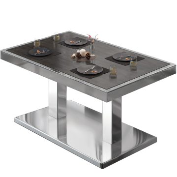 BM | Bistro Loungetisch | B:T:H 120 x 70 x 41 cm | Wenge / Edelstahl