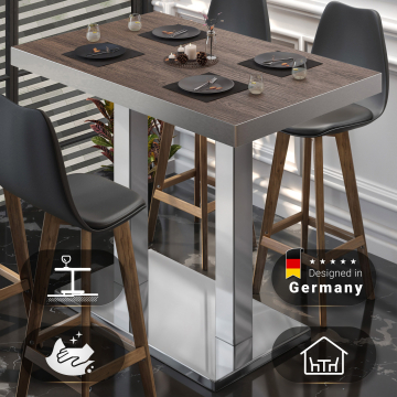 BM | Bistro Stehtisch | 110 x 60 x 110 cm | Rechteckig | Edelstahl Rand | Light Wenge / Edelstahl