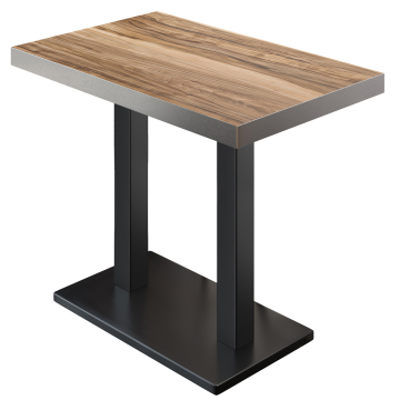 BM | Table bistrot | 110 x 60 x 110 cm | Rectangulaire | Bord en acier inoxydable | Sheesham / Noir