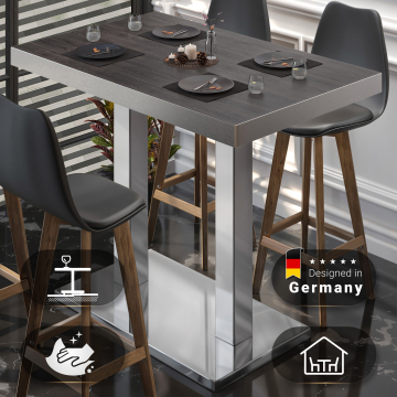 BM | Bistro Stehtisch | 110 x 60 x 110 cm | Rechteckig | Edelstahl Rand | Wenge / Edelstahl