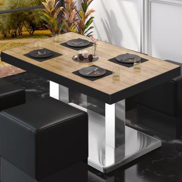 BM | Tavolo lounge Bistro | L:P:H 130 x 80 x 41 cm | rovere / acciaio inox