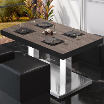 BM | Tavolo lounge Bistro | L:P:H 130 x 80 x 41 cm | Wengé chiaro / acciaio inox