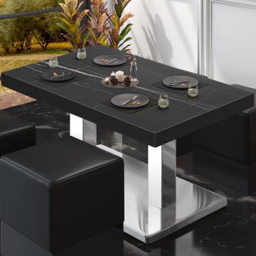 BM | Tavolo lounge bistrot | L:P:H 130 x 80 x 41 cm | Marmo nero / acciaio inox