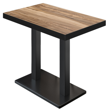 BM | Bistro Stehtisch | 110 x 60 x 110 cm | Rechteckig | Schwarzer Rand | Sheesham / Schwarz