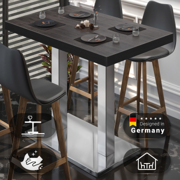BM | Bistro Stehtisch | 110 x 60 x 110 cm | Rechteckig | Schwarzer Rand | Wenge / Edelstahl