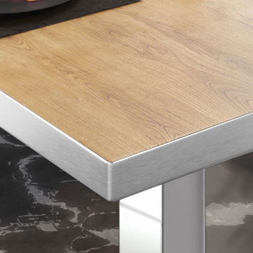 Mesa Bistro BM | 50x50xH77cm | Roble/Acero inoxidable