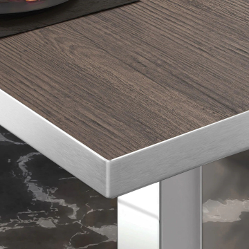 Mesa Bistro BM | 50x50xH77cm | Wenge claro/Acero inoxidable