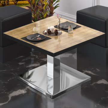 BM | Bistro Loungetisch | B:T:H 60 x 60 x 41 cm | Eiche / Edelstahl