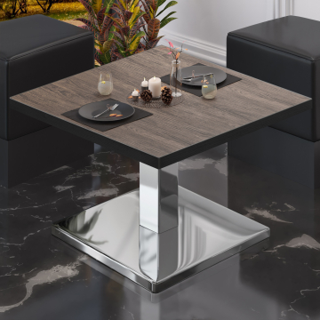 BM | Bistro Loungetisch | B:T:H 60 x 60 x 41 cm | Light Wenge / Edelstahl