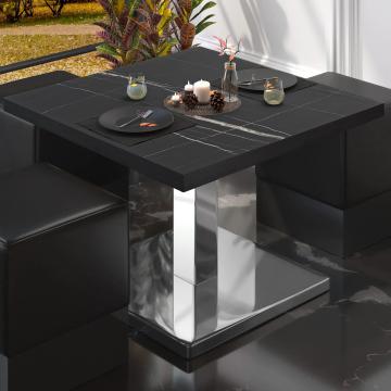 BM | Bistro-loungebord | B:D:H 70 x 70 x 41 cm | Sort marmor / rustfrit stål