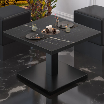BM | Bistro-loungebord | B:D:H 70 x 70 x 41 cm | Sort marmor / Sort