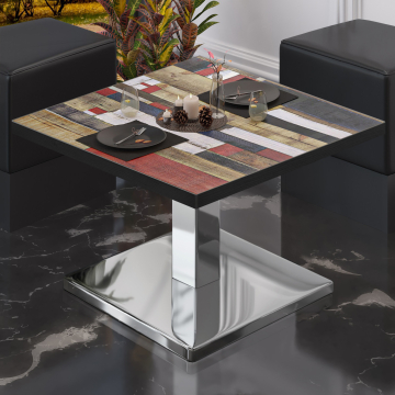 BM | Bistro Loungetisch | B:T:H 60 x 60 x 41 cm | Vintage Bunt / Edelstahl