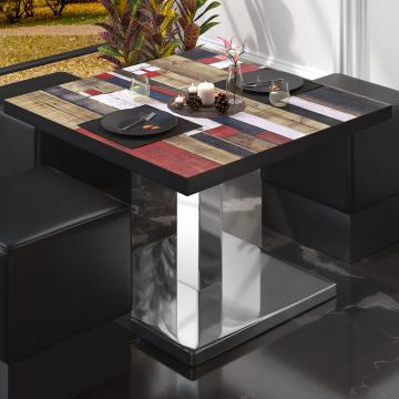 BM | Bistro-loungebord | B:D:H 70 x 70 x 41 cm | Vintagefarvet / rustfrit stål