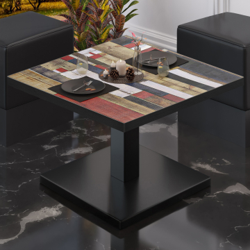 BM | Bistro-loungebord | B:D:H 70 x 70 x 41 cm | Vintage farverig / Sort