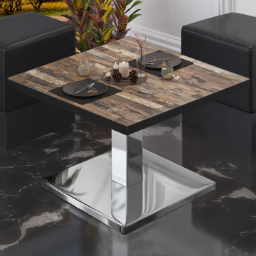 BM | Bistro Loungetisch | B:T:H 60 x 60 x 41 cm | Vintage Old / Edelstahl
