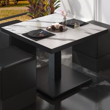 BM | Bistro Loungetisch | B:T:H 60 x 60 x 41 cm | Weiß Marmor / Schwarz