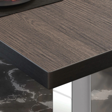 Mesa Bistro BM | 50x50xH77cm | Wenge claro/Acero inoxidable