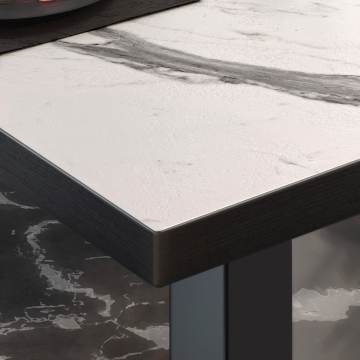 Mesa Bistro BM | 50x50xH77cm | Mármol Blanco/Negro