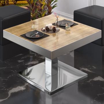 BM | Bistro Loungetisch | B:T:H 60 x 60 x 41 cm | Eiche / Edelstahl