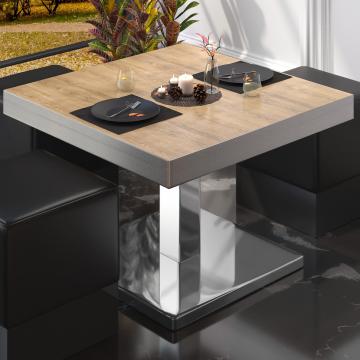 BM | Bistro loungetafel | B:D:H 70 x 70 x 41 cm | eiken / roestvrij staal