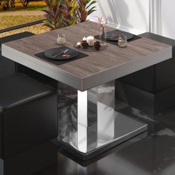 BM | Bistro loungetafel | B:D:H 70 x 70 x 41 cm | Licht wengé / roestvrij staal